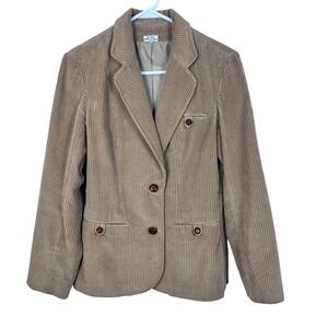VTG Tan Brown Corduroy Blazer 100% Cotton Jacket Pockets Size S* (O647)